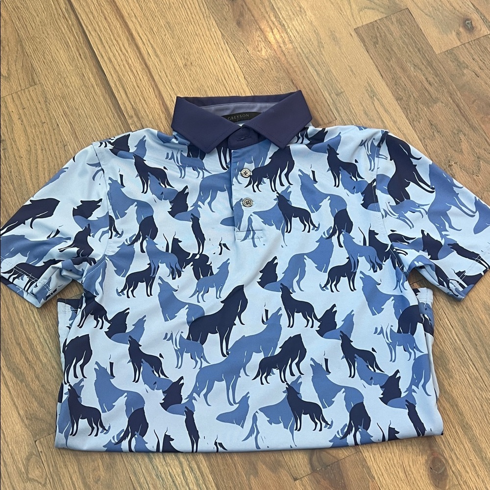 Greyson Kids Polo with Blue Wolf Design